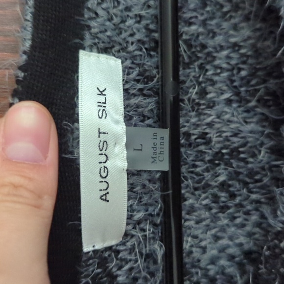 August Silk Gray & Black Animal Print Long Sleeve Open Duster Cardigan Size Lg - Picture 4 of 7